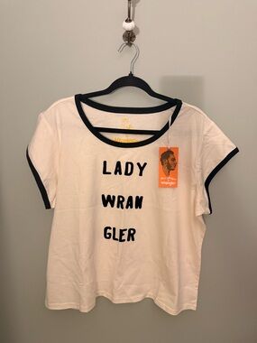 Wrangler x Leon Bridges White Tee with Black Trim